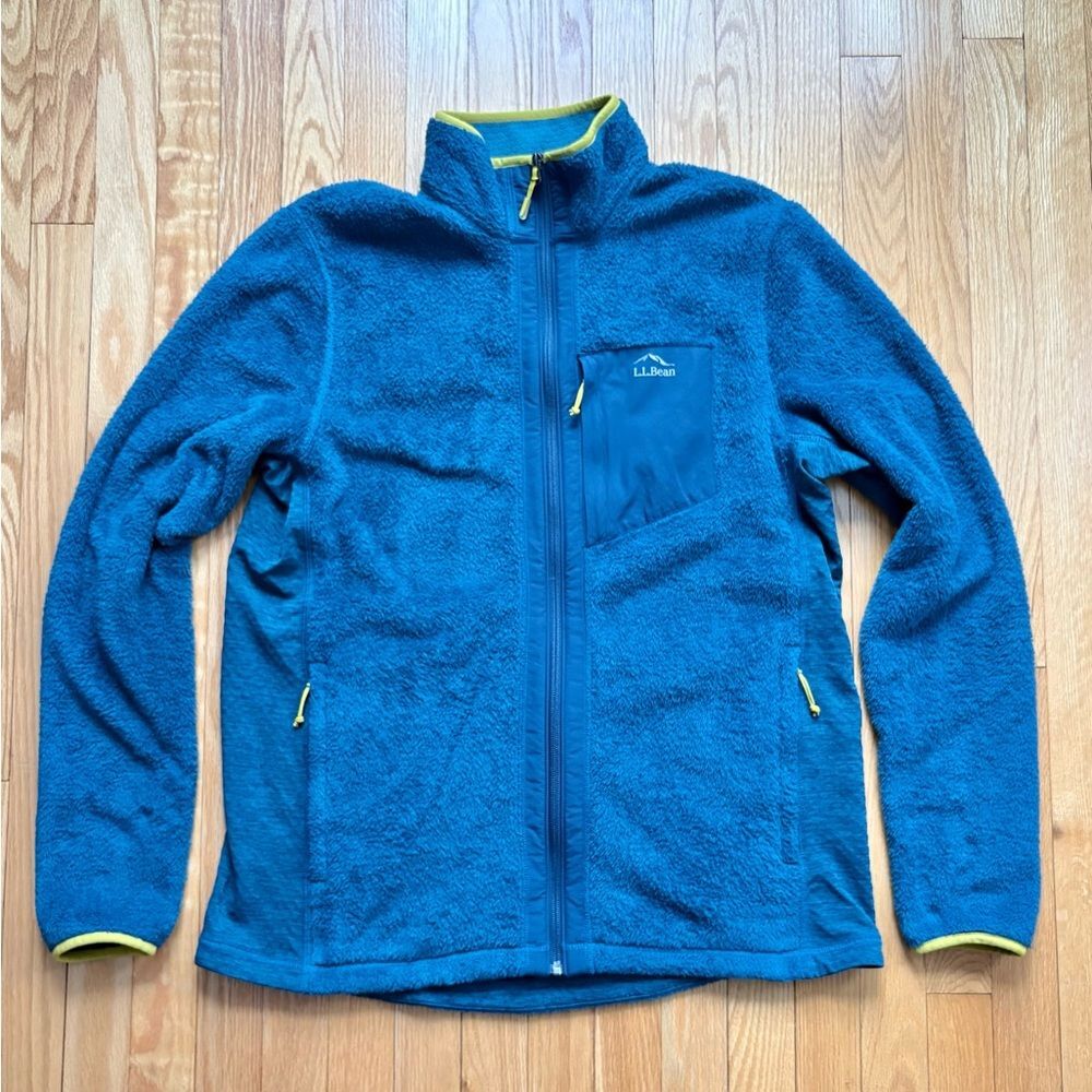 L.L Bean Men’s Full Zip Adventure Hybrid Fleece Jacket Large Tall Green Teal